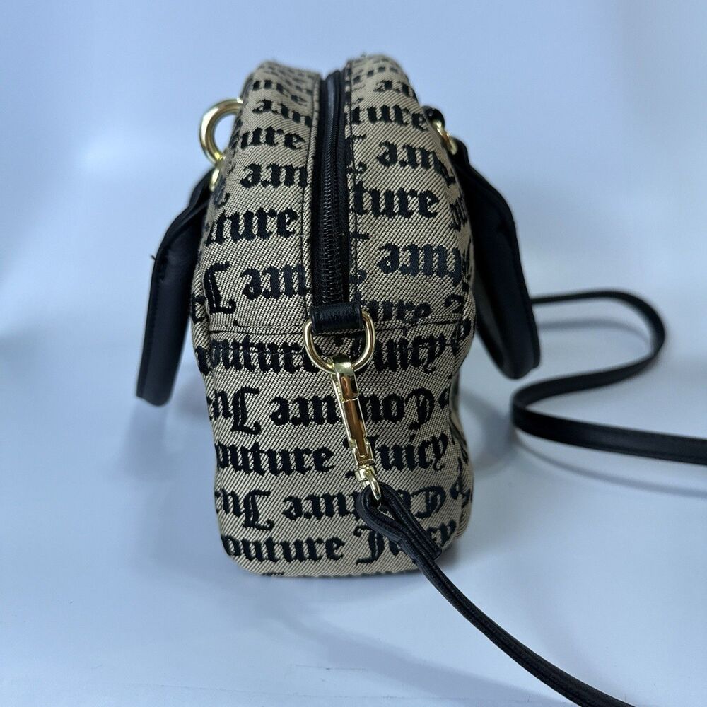 Juicy Couture Beige Black Oops A Daisey Satchel Bag Preppy Y2K Designer - Picture 8 of 12